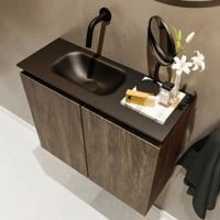 MONDIAZ TURE 60cm toiletmeubel dark brown. EDEN wastafel urban links geen kraangat - thumbnail