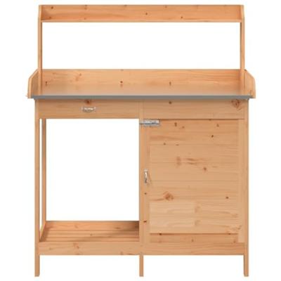 VidaXL Oppottafel met kast 110,5x45x124,5 cm massief vurenhout bruin