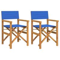 Regisseursstoelen inklapbaar 2 st massief teakhout blauw - thumbnail