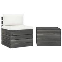 2-delige Loungeset met kussens pallet massief grenenhout - thumbnail