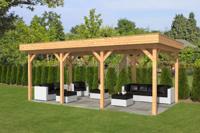 Tuindeco Oslo L Overkapping type 5 690x380 cm Lariks/Douglashout blank- Plat dak- Onbehandeld lariks Douglas hout- Tuindeco - thumbnail