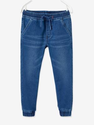 Makkelijk aan te trekken jongensbroek van molton met denim-effect stone Makkelijk aan te trekken jongensbroek van molton met denim-effect stone
