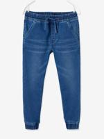 Makkelijk aan te trekken jongensbroek van molton met denim-effect stone - thumbnail