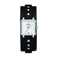 Horlogeband Fossil JR1182 Onderliggend Leder Zwart 12mm - thumbnail