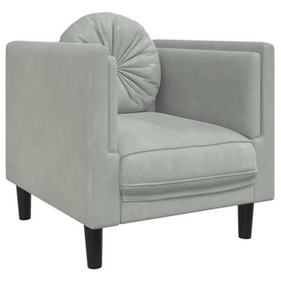 Fauteuil met kussen fluweel lichtgrijs Fauteuil met kussen fluweel lichtgrijs