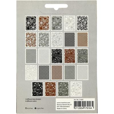 Creativ Company Kartonblok, a6, vel 104x146 mm, 200 gr, zwart, naturel, grijs, wit, 24 stuk/ 1 doos