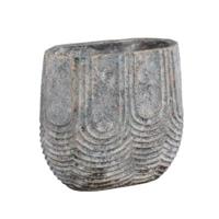 PTMD bloempot rexin ovaal grijs m 30 cm | 2 stuks - thumbnail