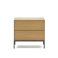 Kave Home Nachtkastje 'Vedrana' Eiken, Met 2 lades - thumbnail