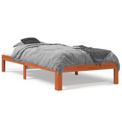 Bedframe zonder matras massief grenenhout wasbruin 75x190 cm