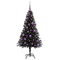 VidaXL Kerstboom met 150 led met standaard zwart 150 cm pvc - thumbnail