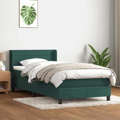 Boxspring met matras fluweel donkergroen 90x210 cm