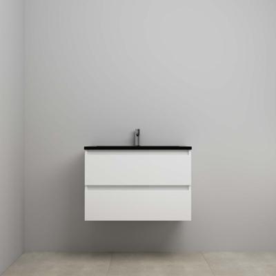 On-Line Onderkast - 80 cm - Voorgemonteerd - Ladestructuur - Acryl Wastafel - 1 Kraangat - Hoogglans Wit