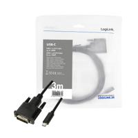 LogiLink UA0332 video kabel adapter 3 m USB Type-C DVI-D Zwart - thumbnail