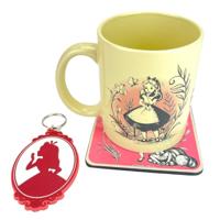 Disney Mug, Coaster and Keychain Set Alice in Wonderland Vintage - thumbnail