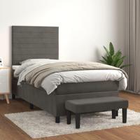 Boxspring met matras fluweel donkergrijs 80x200 cm - thumbnail