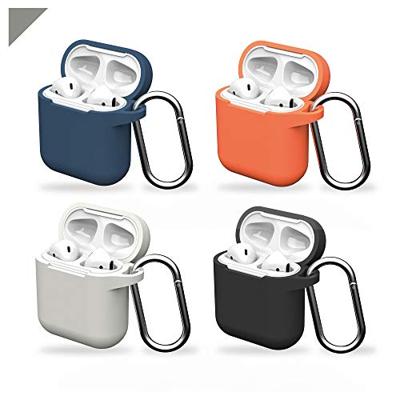 Airpods hoes van GEAR4 Apollo, beschermhoes van lichtgewicht siliconen Airpods 1 en 2 hoes met aangebrachte clip - zwart
