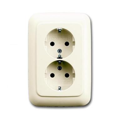 BJ stopcontact dubbel 302EUJT-212 creme ovale doos kinderbeveiliging BJ stopcontact dubbel 302EUJT-212 creme ovale doos kinderbeveiliging