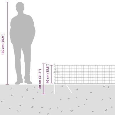VidaXL Hek met paal grijs 0,4 x 25 m staal en pvc