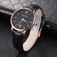 CAGARNY 6879 Fashion geïmporteerd Quartz horloge met leder Band (Black+ zwart) - thumbnail