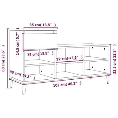 Schoenenkast 102x36x60 cm bewerkt hout hoogglans wit