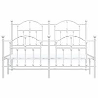 Bedframe met hoofd- en voeteneinde metaal wit 140x200 cm - thumbnail