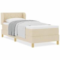 Boxspringbed met matras creme 90x200 cm stof Crème 80 x 200 cm - thumbnail