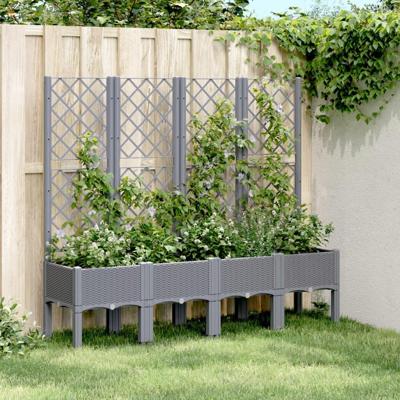 VidaXL Plantenbak met latwerk 160x40x142 cm polypropeen blauwgrijs