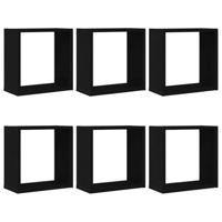 Wandschappen kubus 6 st 30x15x30 cm bewerkt hout zwart eiken - thumbnail