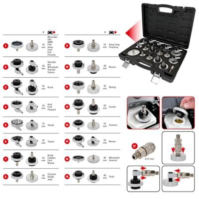 KS Tools 160.0815 Universele ontluchtingsnippel-adapterset voor remontluchting, 17-delig