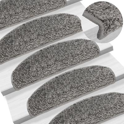 VidaXL Trapmatten 10 st 65x21x4 cm grijs halfrond groot