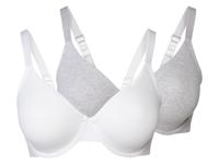 esmara 2 dames beugel-bh's (Lichtgrijs/wit, 85D) - thumbnail