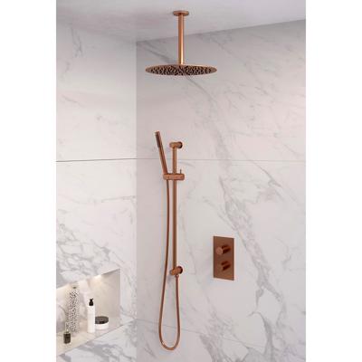 Copper Edition thermostatische inbouw regendouche 3-weg omstelling set 42, koper geborsteld PVD