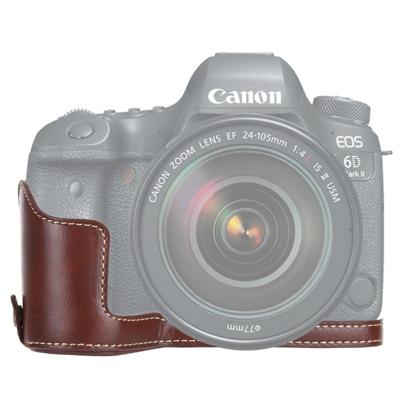 1/4 inch draad PU leder camera half Case Base voor Canon EOS 6D/6D Mark II (koffie)