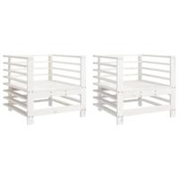 Tuinstoelen 2 st massief grenenhout wit - thumbnail