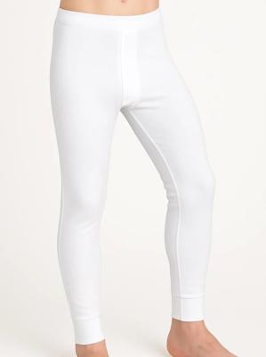 Heren pantalon wit met gulp M3400 - Lange heren onderbroek katoen - Met sluiting