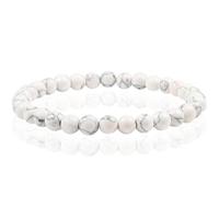 6mm Memphis Natuursteen Armband - White Howlite - thumbnail