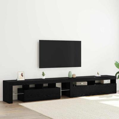 TV-kast 2 pcs Zwart Eiken 260 x 37 x 40 cm Bewerkt hout