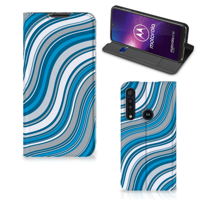 Motorola One Macro Hoesje met Magneet Waves Blue - thumbnail
