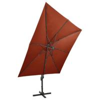 VidaXL Zweefparasol met paal en led-verlichting 300 cm terracottakleur - thumbnail