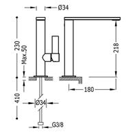 Wastafelmengkraan Tres Project 1-Hendel Uitloop Recht 22 cm Rond Mat Zwart Tres - thumbnail