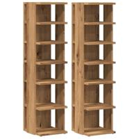 VidaXL Schoenenkasten 2 st 28x27x102 cm bewerkt hout artisanaal eiken - thumbnail
