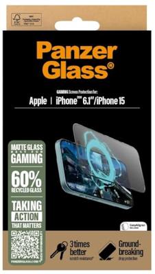 PanzerGlass Gaming 2857 Screenprotector (glas) Apple iPhone 15, iPhone 16 1 stuk(s) Anti-vingerafdruk, Krasvast