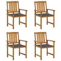 VidaXL Tuinstoelen 4 st met kussens massief acaciahout - thumbnail