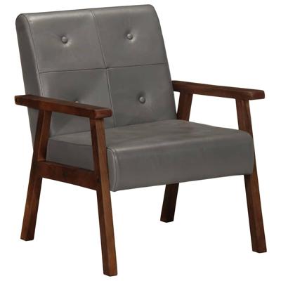 Fauteuil echt leer grijs