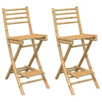 Barkrukken met voetsteunen voor buiten 2 st opvouwbaar bamboe - thumbnail