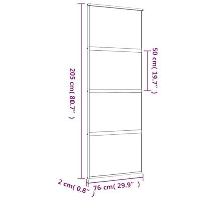 VidaXL Schuifdeur 76x205 cm helder esg-glas en aluminium goudkleurig VidaXL Schuifdeur 76x205 cm helder esg-glas en aluminium goudkleurig