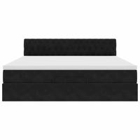 Ottoman bed met matras 160x200cm fluweel zwart - thumbnail