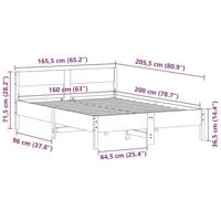 Bedframe met hoofdbord massief grenenhout wasbruin 160x200 cm - thumbnail