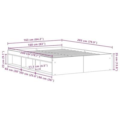 Bedframe zonder matras 160x200 cm bewerkt hout zwart eikenkleur