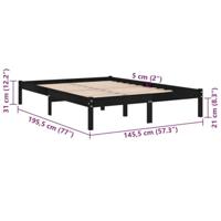 Bedframe massief grenenhout zwart 140x190 cm - thumbnail